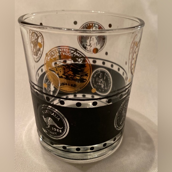 Black & Gold World Coin Old Fashioned Glass - Picture 2 of 7